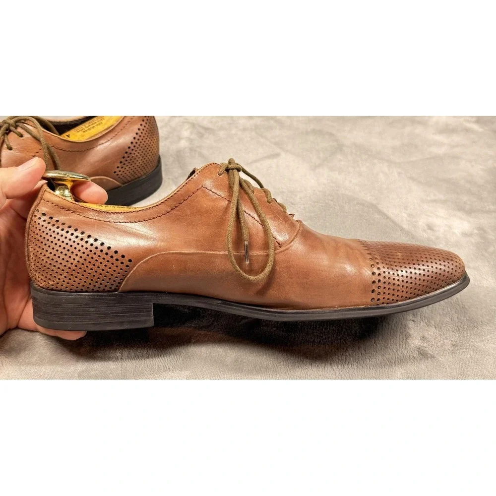 Kenneth Cole‎ Shoes Mens Size 9.5 Brown Leather Cap Toe Oxford Across The Pond